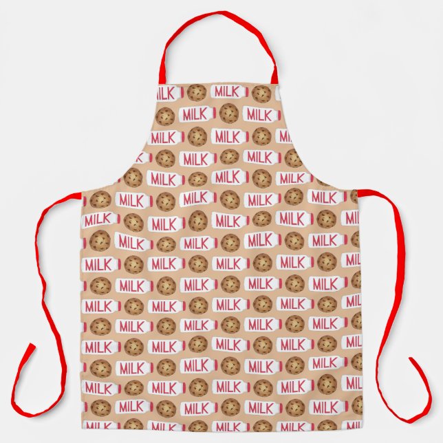 Milk and Cookies Jug Bottle Chocolate Chip Cookie Apron (Front)