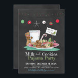 Milk and Cookies Pajama Party Invitation<br><div class="desc">Put on those PJ’s and invite your family, friends, and neighbors to decorate cookies, sing carols, and enjoy Christmas stories! Festive Milk and Cookies party invitations featuring a glass of milk with yummy cookie sweets against a chalkboard backdrop decorated with colorful garland. Perfect for a holiday cookie exchange party. Add...</div>