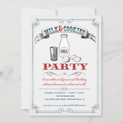 Milk and Cookies Party Invitation