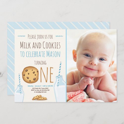 Milk and Cookies Party invitation Boy Birthday