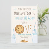 Milk and Cookies Party invitation Boy Birthday (Standing Front)