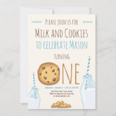 Milk and Cookies Party invitation Boy Birthday (Front)