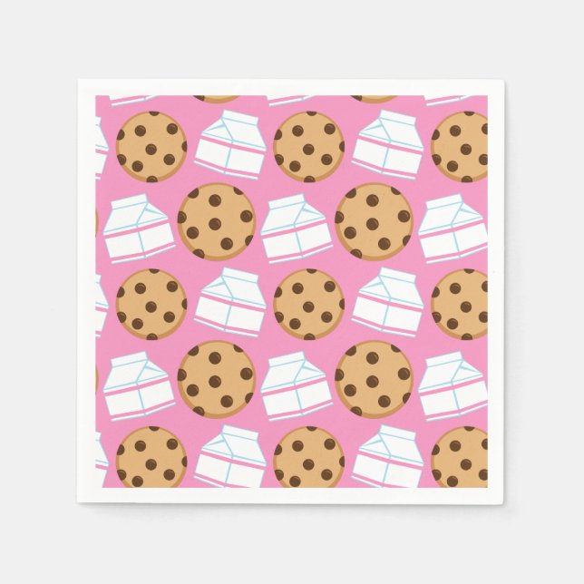Milk and Cookies Pattern Paper Napkins (Front)