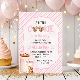 Milk and Cookies Pink Baby Girl Shower Party Invitation