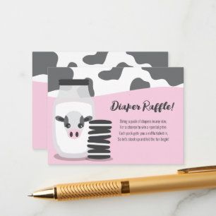 Milk and Cookies Pink Baby Shower Diaper Raffle Enclosure Card