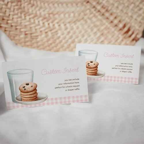 Milk and Cookies Pink Baby Shower Enclosure Card