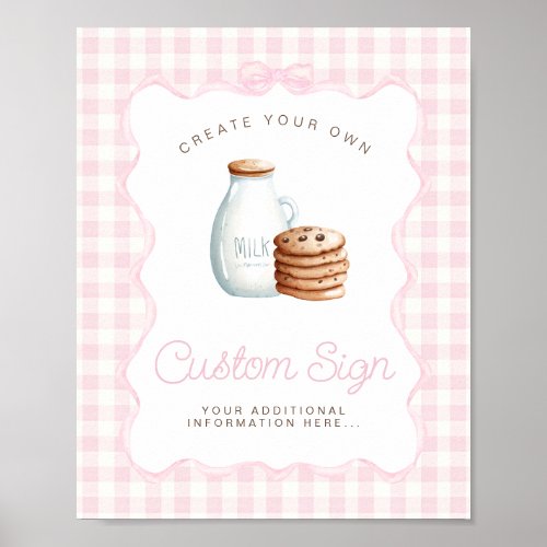 Milk and Cookies Pink Baby Shower Table Signs