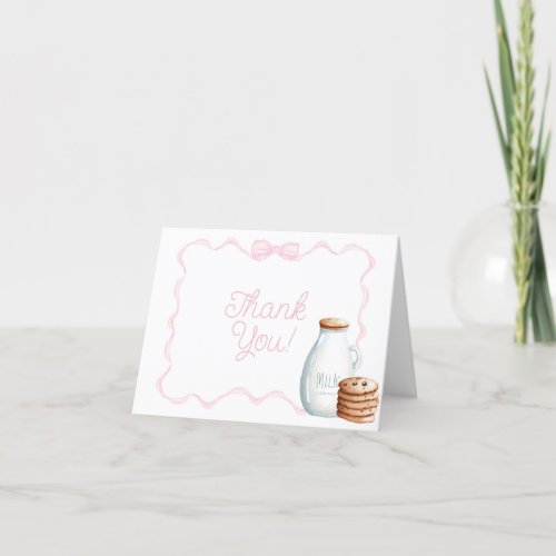 Milk and Cookies Pink Baby Shower Thank You Card