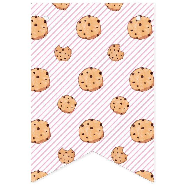 Milk and Cookies Pink Birthday Bunting Flags (First Flag)