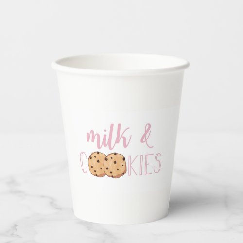 Milk and Cookies Pink Birthday Paper Cups