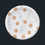 Milk and Cookies Pink Birthday Paper Plates<br><div class="desc">milk and cookies with pink straws birthday party plates</div>