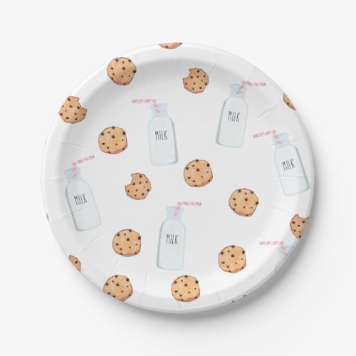 Milk and Cookies Pink Birthday Paper Plates