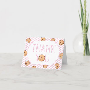 Milk and Cookies Pink Birthday Party Letterpress Thank You Card