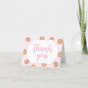 Milk and Cookies Pink Birthday Party Letterpress Thank You Card