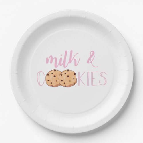 Milk and Cookies Pink Birthday Party Paper Plates