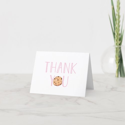 Milk and Cookies Pink Birthday Party Thank You Card