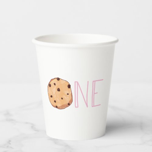 Milk and Cookies Pink First Birthday One Paper Cups