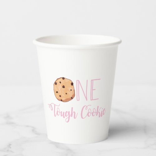 Milk and Cookies Pink One Tough Cookie Birthday Paper Cups