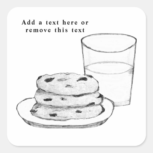Milk and Cookies Sketch Square Sticker (Front)