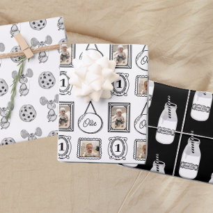 Milk and Cookies Sweet One Birthday Wrapping Paper Sheets