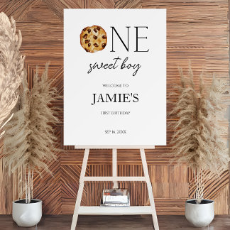 Milk and Cookies Sweet One Boy Birthday Foam Board