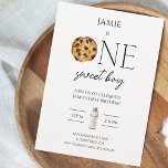 Milk and Cookies Sweet One Boy Birthday Invitation<br><div class="desc">"Introducing our 'Sweet One' First Birthday Invitation, where the delightful charm of cookies and milk meets the innocence of childhood in soft, watercolor hues. Celebrate your little one's milestone with this enchanting theme that's perfect for both boys and girls. Immerse your guests in the sweetness of anticipation with our inviting...</div>