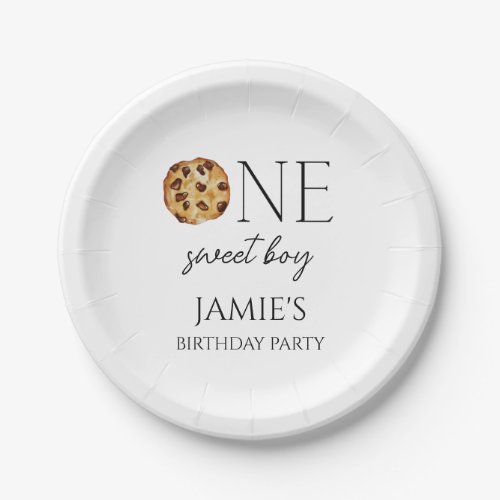 Milk and Cookies Sweet One Boy Birthday Paper Plates