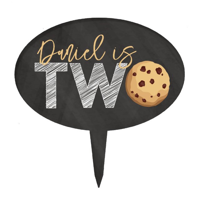 Milk and Cookies "Two Sweet" 2nd Birthday Cake Top Cake Topper (Front)