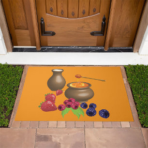 Milk and Honey with Berries Rustic Food Doormat