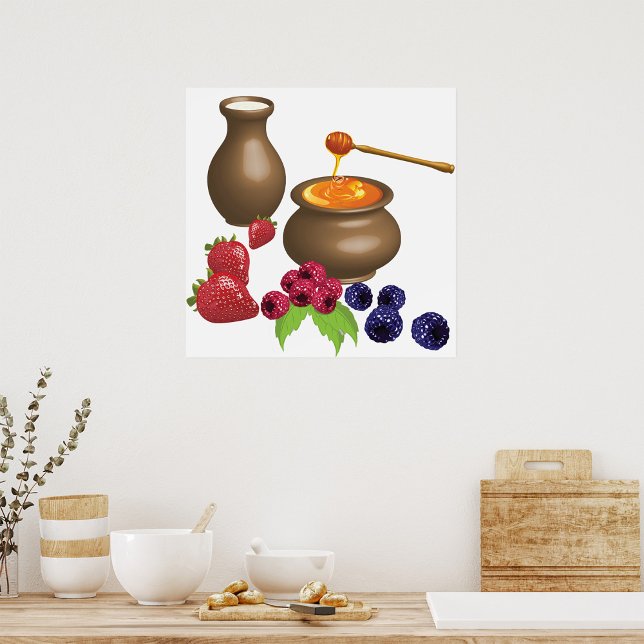 Milk and Honey with Berries Rustic Food Poster (Creator Uploaded)