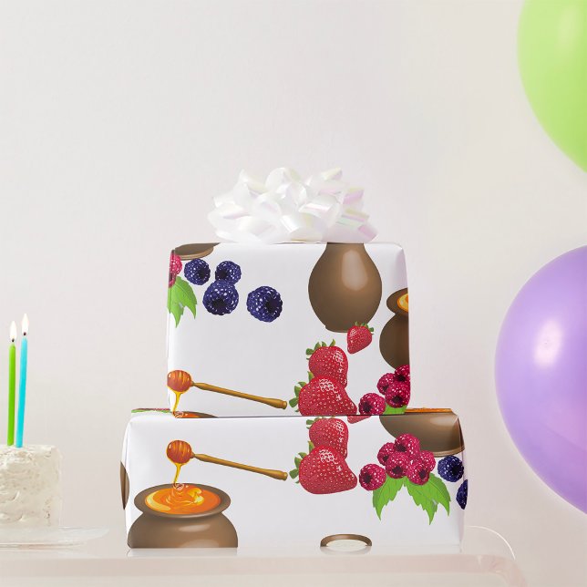 Milk and Honey with Berries Rustic Food Wrapping Paper (Creator Uploaded)