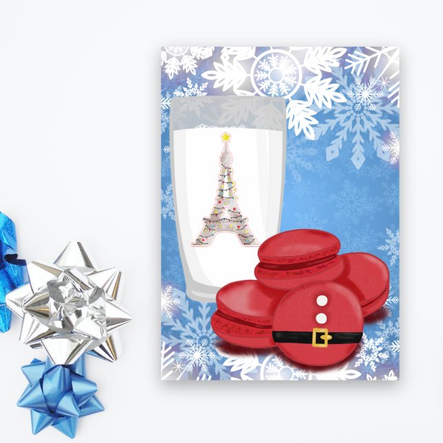 Milk and Macarons Eiffel Tower Paris Christmas Holiday Card (Creator Uploaded)