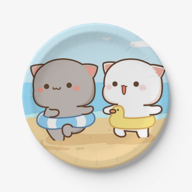 Milk and Mocha Cute Summer  Paper Plates (Front)