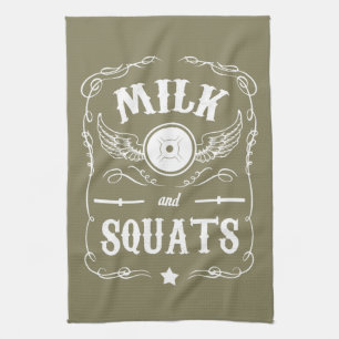 Milk and Squats - "Weight Lifting" Motivational Kitchen Towel