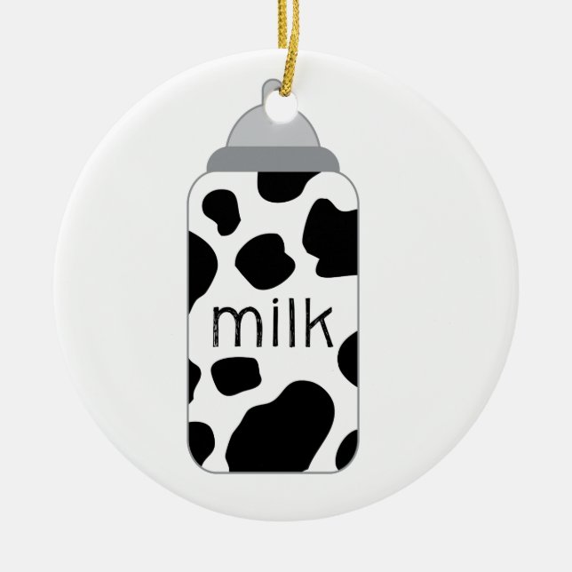 Milk Baby Bottle Ceramic Ornament (Front)