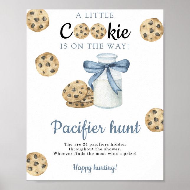 Milk Baby shower Pacifier hunt game Poster (Front)
