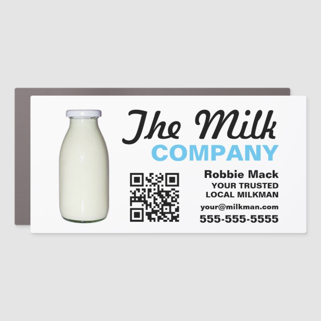 Milk Bottle Design, Milkman/Woman Delivery Car Magnet (Front)
