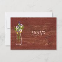 Milk Bottle Of Wildflowers Reception RSVP Invitation