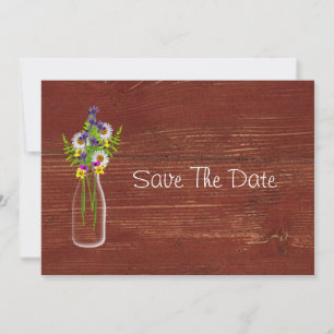 Milk Bottle Of Wildflowers Save The Date