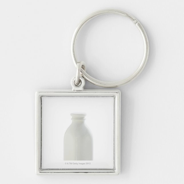 Milk bottle on white background keychain (Front)