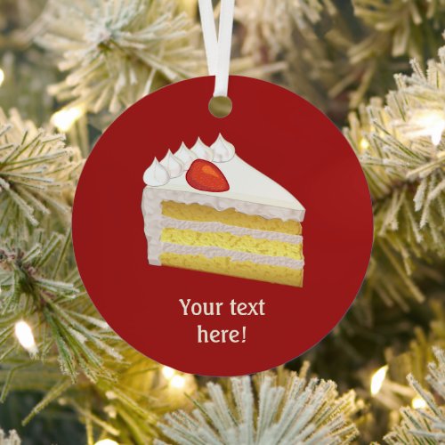 Milk Cake Slice _ Tres Leches Sponge _ your text M Metal Ornament