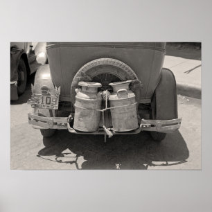Milk Cans, 1939. Vintage Photo Poster