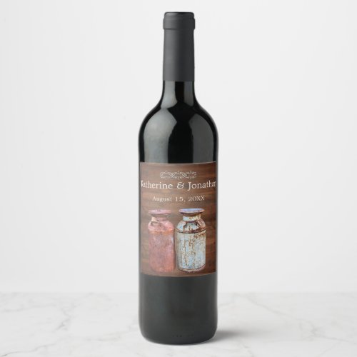 Milk Cans Country Wedding Rustic Old Farm Budget Wine Label