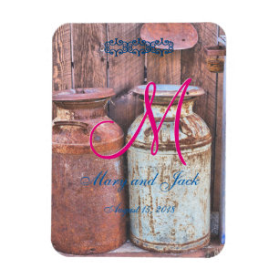 Milk Cans Vintage Metal Rustic Antique Monogram Magnet