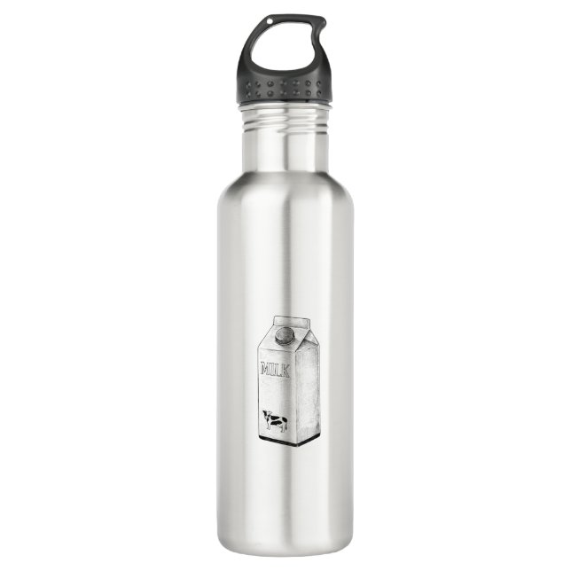 Milk Carton Sketch Stainless Steel Water Bottle (Front)