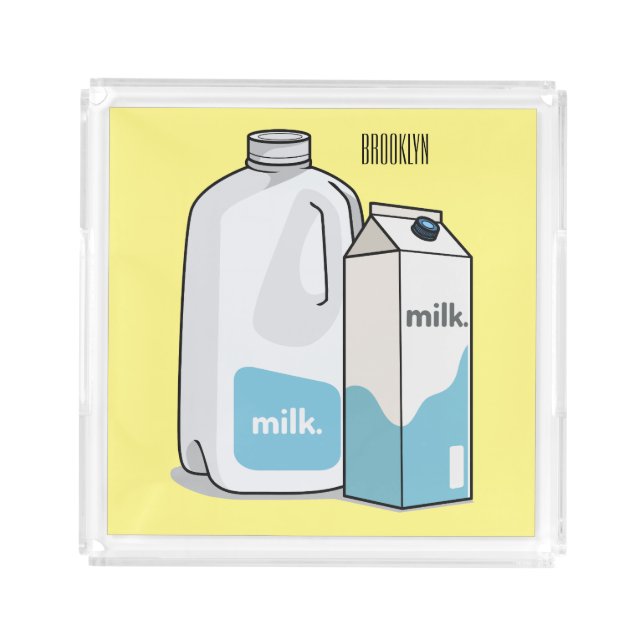 Milk cartoon illustration acrylic tray (Front)