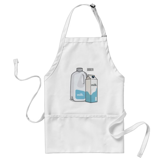 Milk cartoon illustration adult apron (Front)