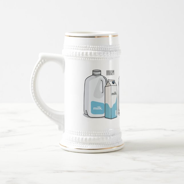 Milk cartoon illustration beer stein (Left)