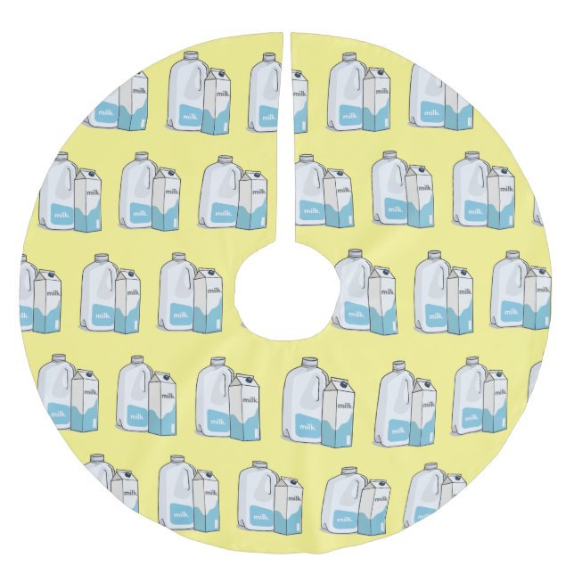 Milk cartoon illustration brushed polyester tree skirt (Front)