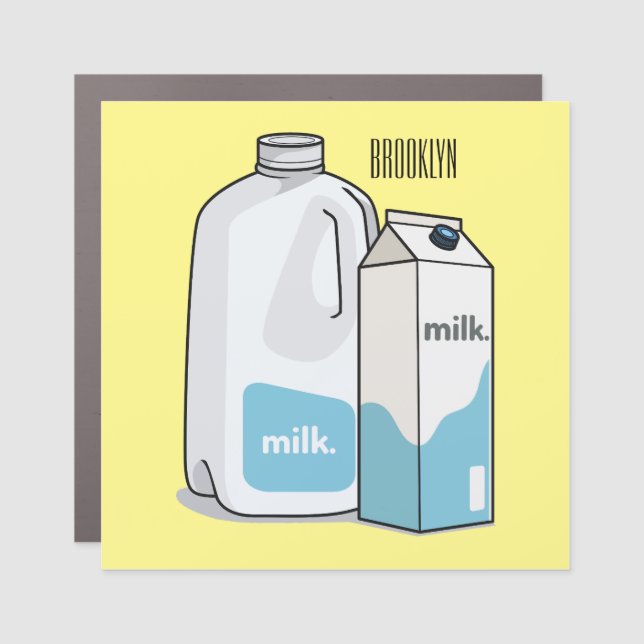 Milk cartoon illustration car magnet (Front)